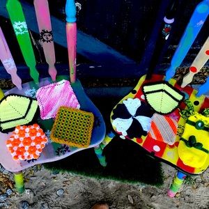 Bundle x8, Original Bohemian Vintage Crochet Pot Holders Handmade Retro Kitchen